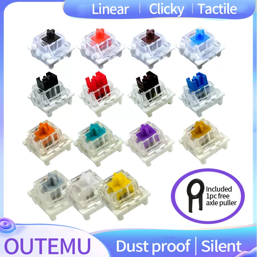 Outemu Switch Dustproof Linear Tactile Clicky Silent Switches for Keyboard for MX Mechanical Keyboards Gaming Switch DIY 3Pin