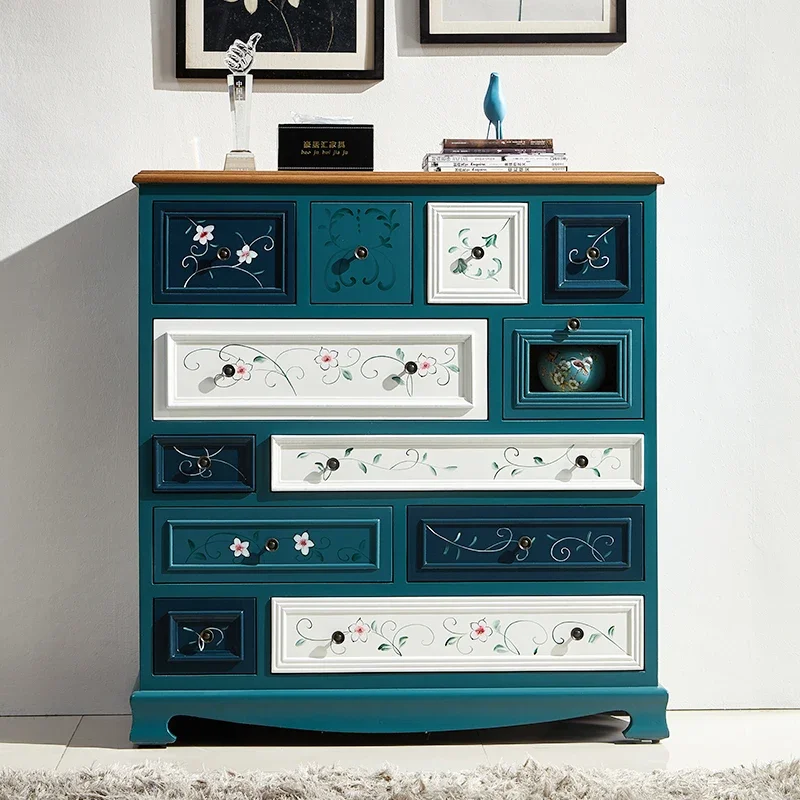 American painted chest cabinet solid wood storage locker entrance entrance cabinet