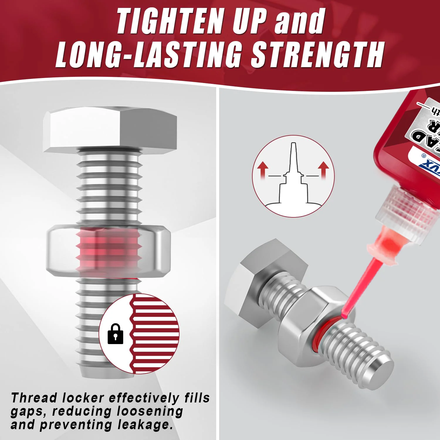 Screw Lock Threadlocker Red Screw Glue and blue Screw Glue Agent Anaerobic Glue Anti-loose Universal Thread Sealants Waterproof, Heat-Resistant, Weather-Resistant Suitable for Nuts, Bolts, Fasteners.