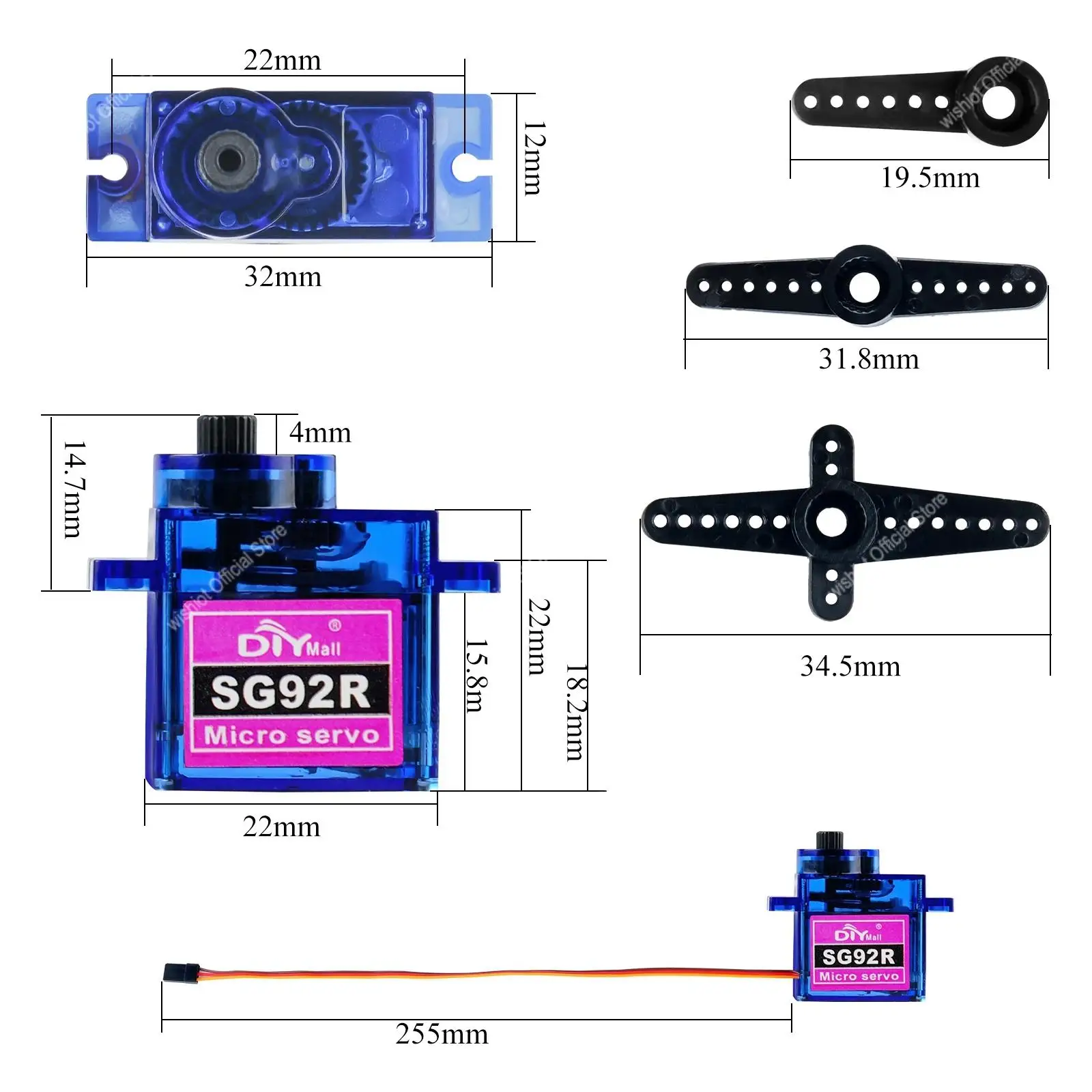 SG92R Micro-Servomotor, 4,8–6 V, 360/270/180 Grad, kontinuierliche Drehung, steuerbarer Winkel für Roboter, RC-Drohnenflugzeugmodell, 9 g