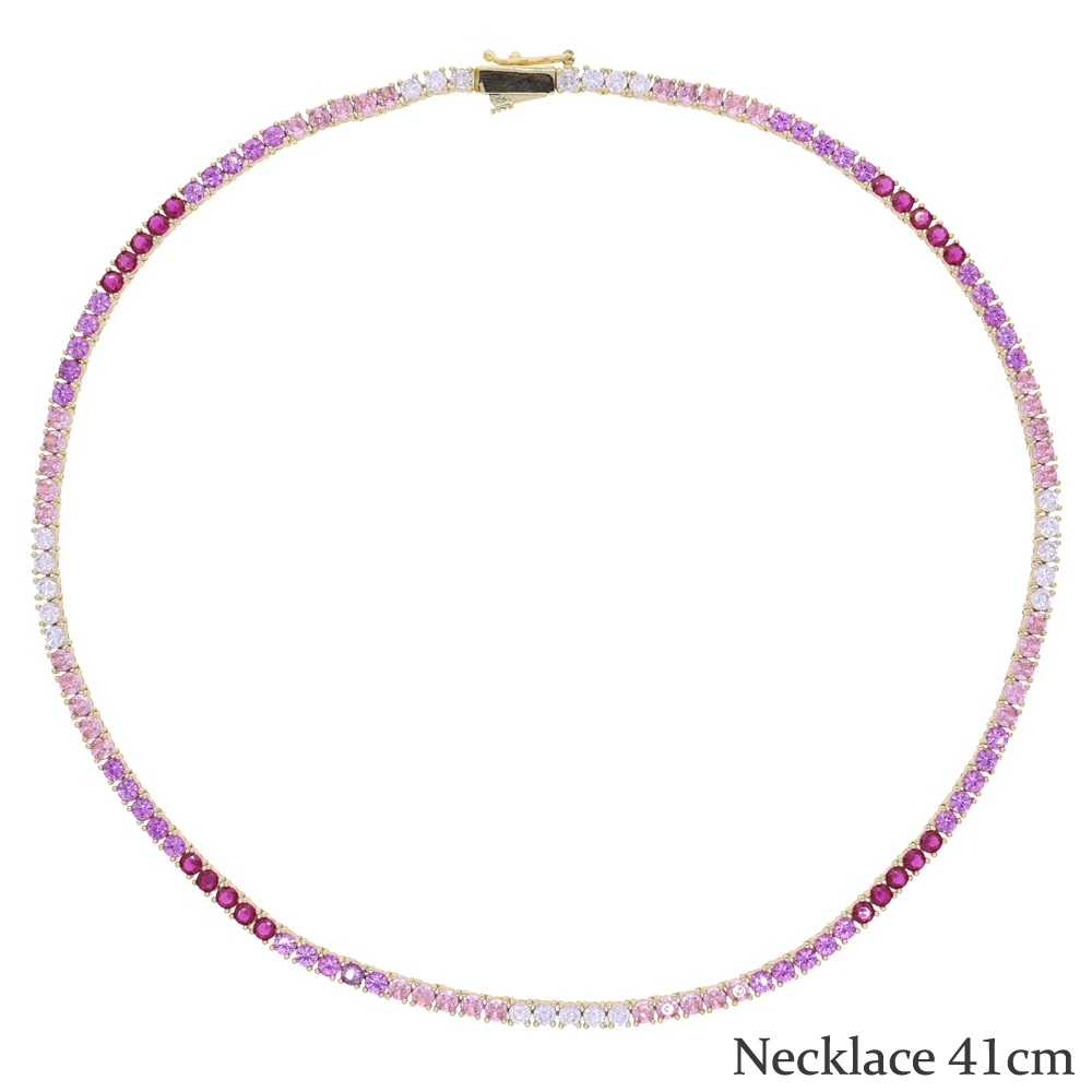New Thin 3mm CZ 1 Row Shiny Tennis Chain Necklace Hip Hop Iced Out Bling Cubic Zircon Choker Jewelry Gold Color For Women Men