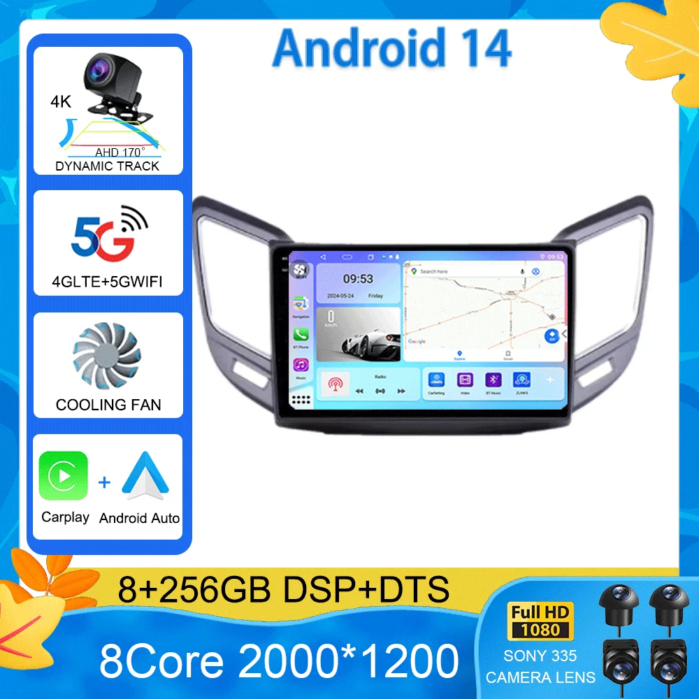 

For Changan CS15 2016-2019 Android 15 Car Radio Car Multimidia Video Player Navigation Carplay Bluetooth FM OBD Camera BT DSP AM