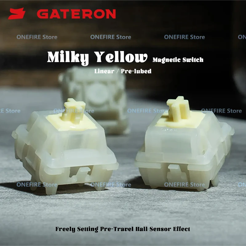 GATERON × Ukeebs Milky Yellow Magnetic Switch Linear Freely Setting Pre-Travel Hall Sensor Effect For Magnetic Keyboard Gaming
