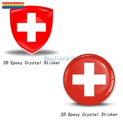 3D Personality Stereo Dome Sticker Swiss Cross Badge Vinyl Decal Motorcycle Car Silicone Parts Hubcap Mobile Laptop Sticker