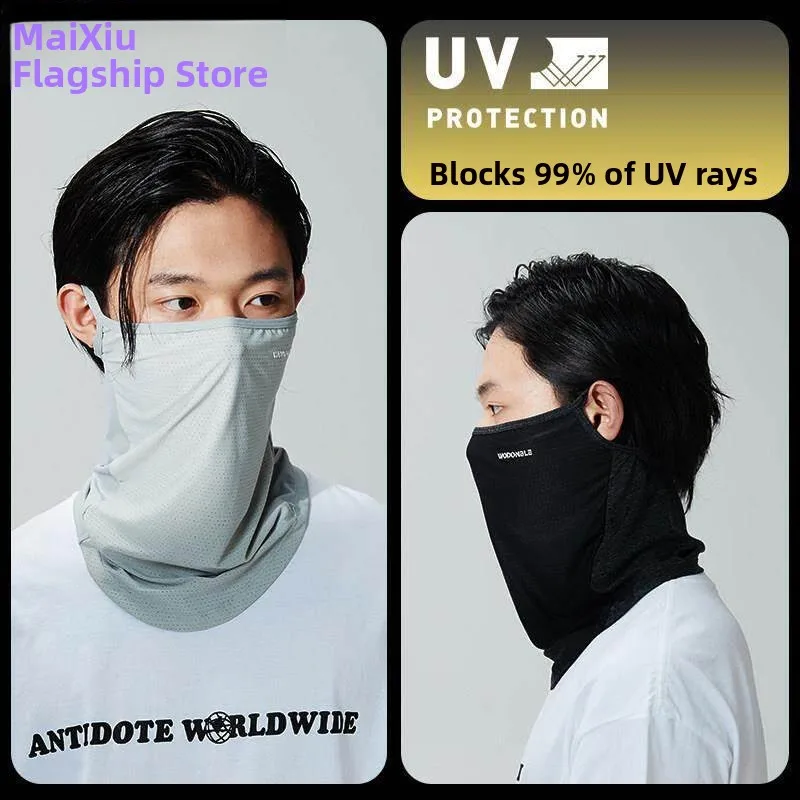 summer-ice-silk-uv-protection-face-mask-men's-anti-uv-neck-scarf-full-face-neck-protection-cycling-scarf-decorative-triangular