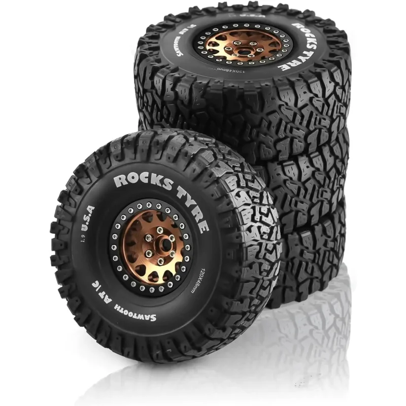 

1.9" Metal Beadlock Wheel 120/48mm Tires Set 12mm for /10 RC Crawler Car Axial SCX10 90046 TRX4 TRX6 AXI03007 D90 Redcat Gen8