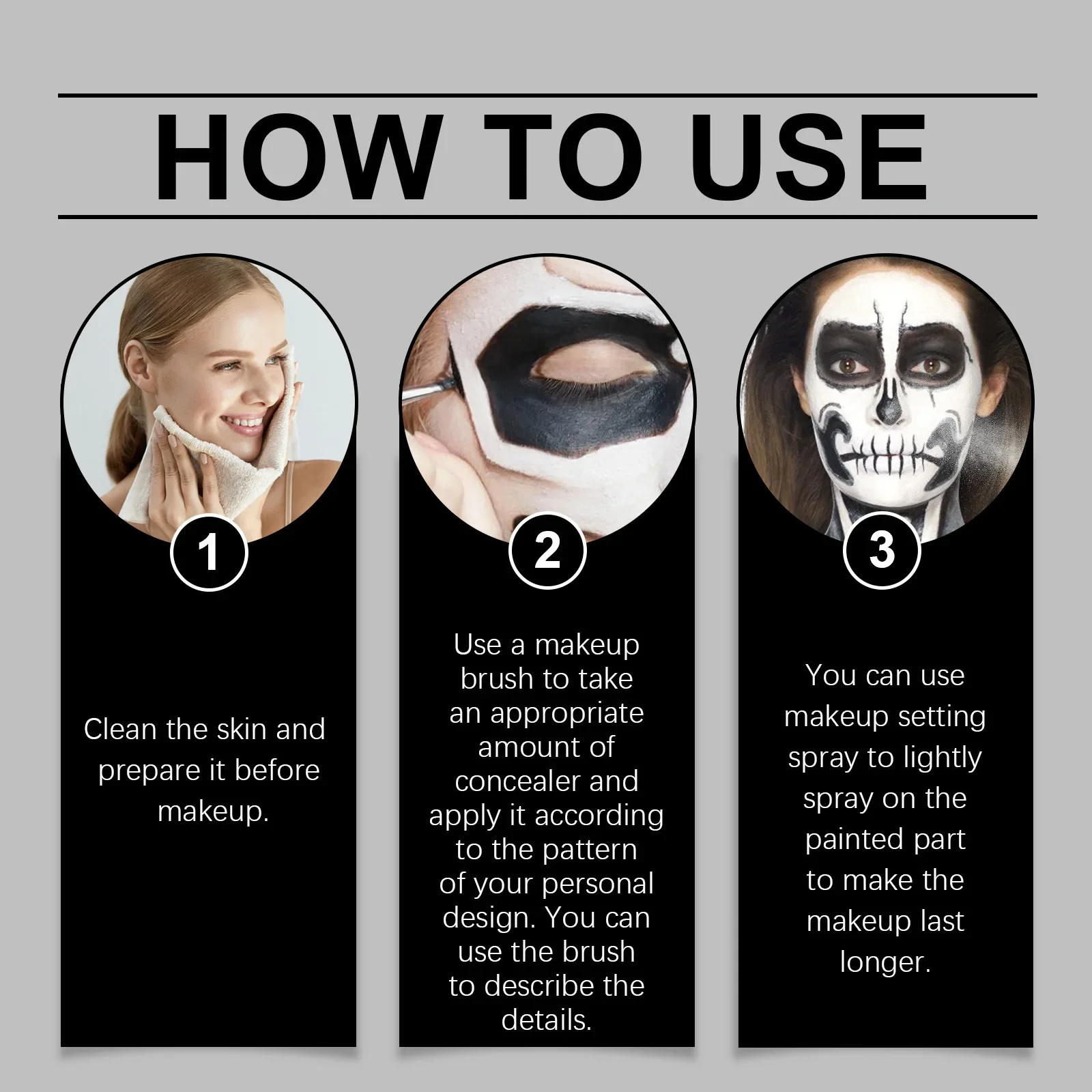 イールホープ ハロウィン フェイスメイクアップキット ブラシ付き ペイント 黒 白 DIY コスプレ テーマパーティー カラフル コスメティック ファミリー ボディメイクアップセット