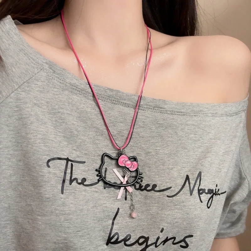 Kawaii HelloKitty мультяшные ожерелья аниме цепочки на ключицы шейные цепочки ожерелья свитера цепочки рождественские подарки для девочек друзей