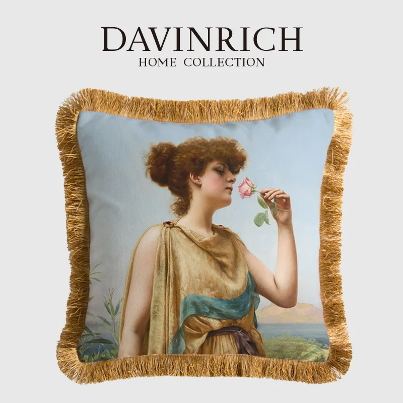 DAVINRICH Ancient Greece Women Decorative Cushion Covers Vintage Retro Pillow Case Luxury Home Decor Living Room Bedroom Office