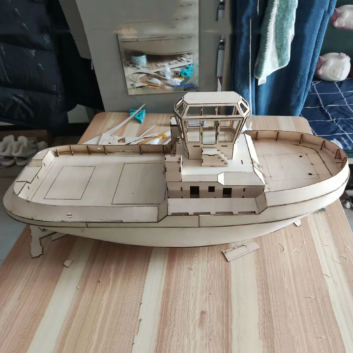 1/35 RC Boot 80 cm Damen 2810asd Afstandsbediening Sleepboot Houten Structuur RC Boot Model Kit Volwassen Speelgoed Gift