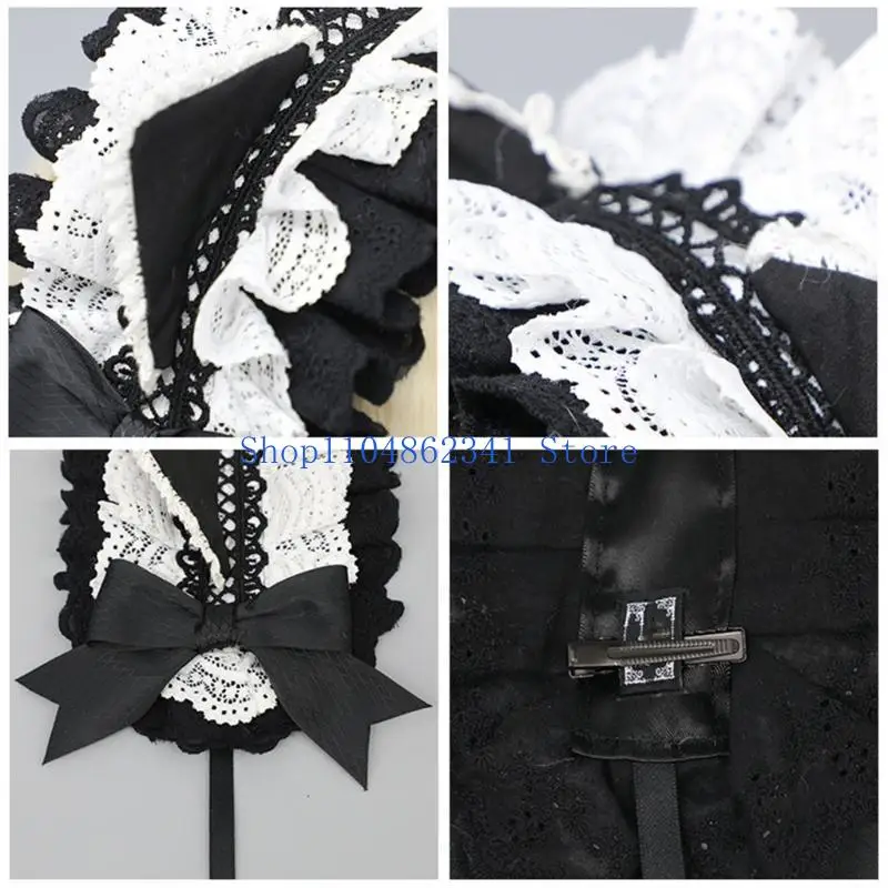 5asd rendas gatos orelha grampo cabelo com clipe empregada traje bandana festa headpiece masquerades acessórios anime