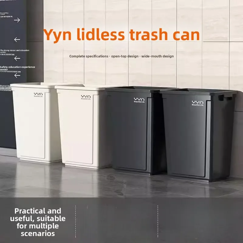 Commercial Oversized Square Trash Can Office Kitchen Household Large Capacity Lidless No Bending Required Multifunction Bin