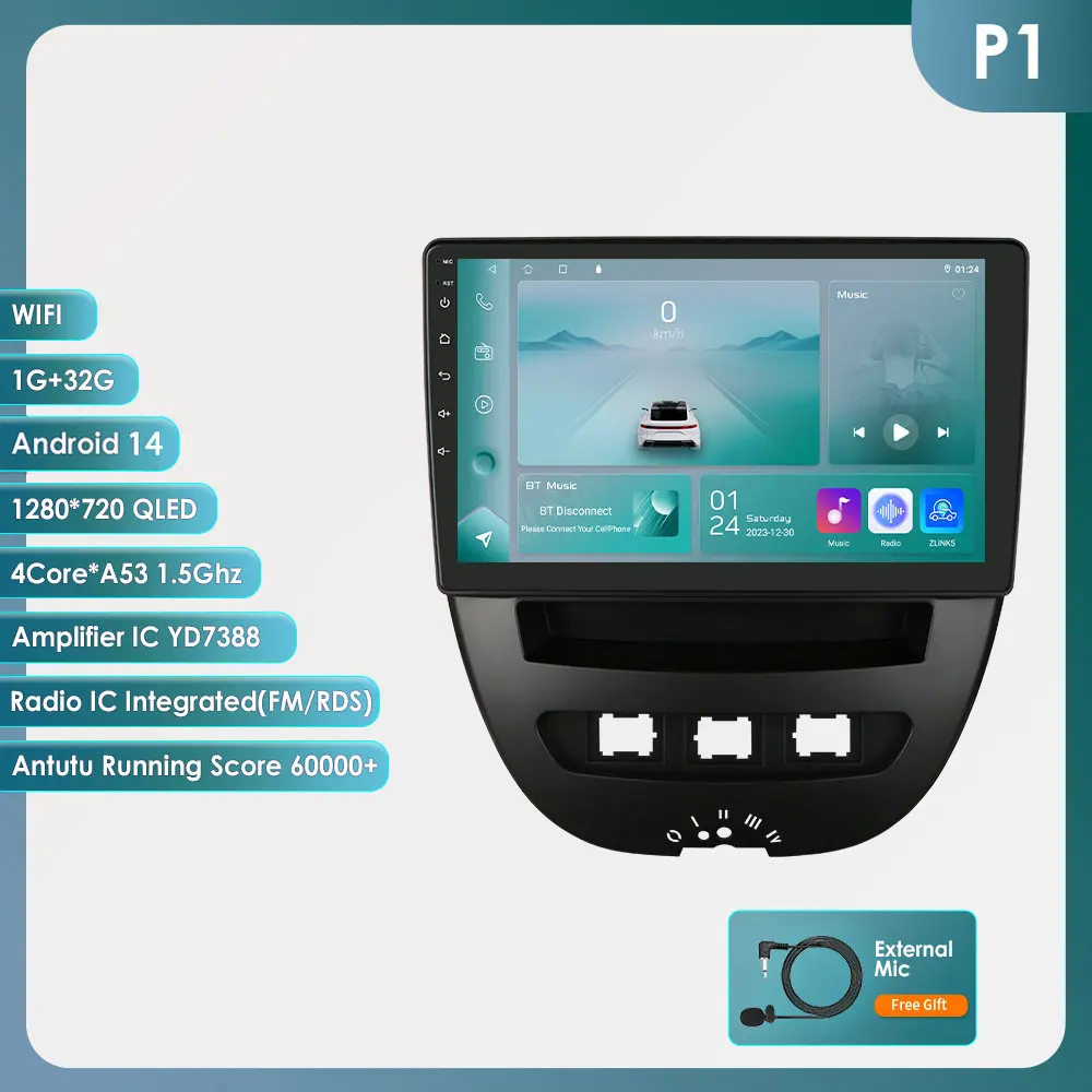 Intelligent Scherm 2din Android Autoradio Multimedia Videospeler Voor Peugeot 107 Toyota Aygo Citroen C1 Gps Carplay Auto 4G Rds