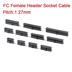 10pcs 1.27mm FC IDC Female Header Socket Connector 6P-50Pin for 0.635mm Pitch Flat Cable