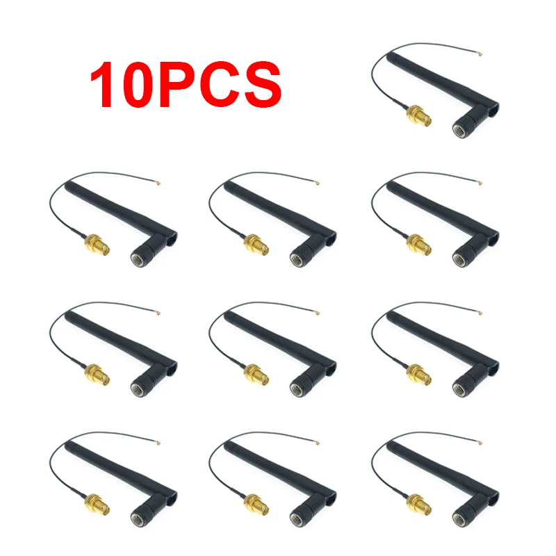 10PCS 2.4G Antenna Folded Bluetooth Wifi Module ZigBee SMA to Feeder Line 2.4GHz