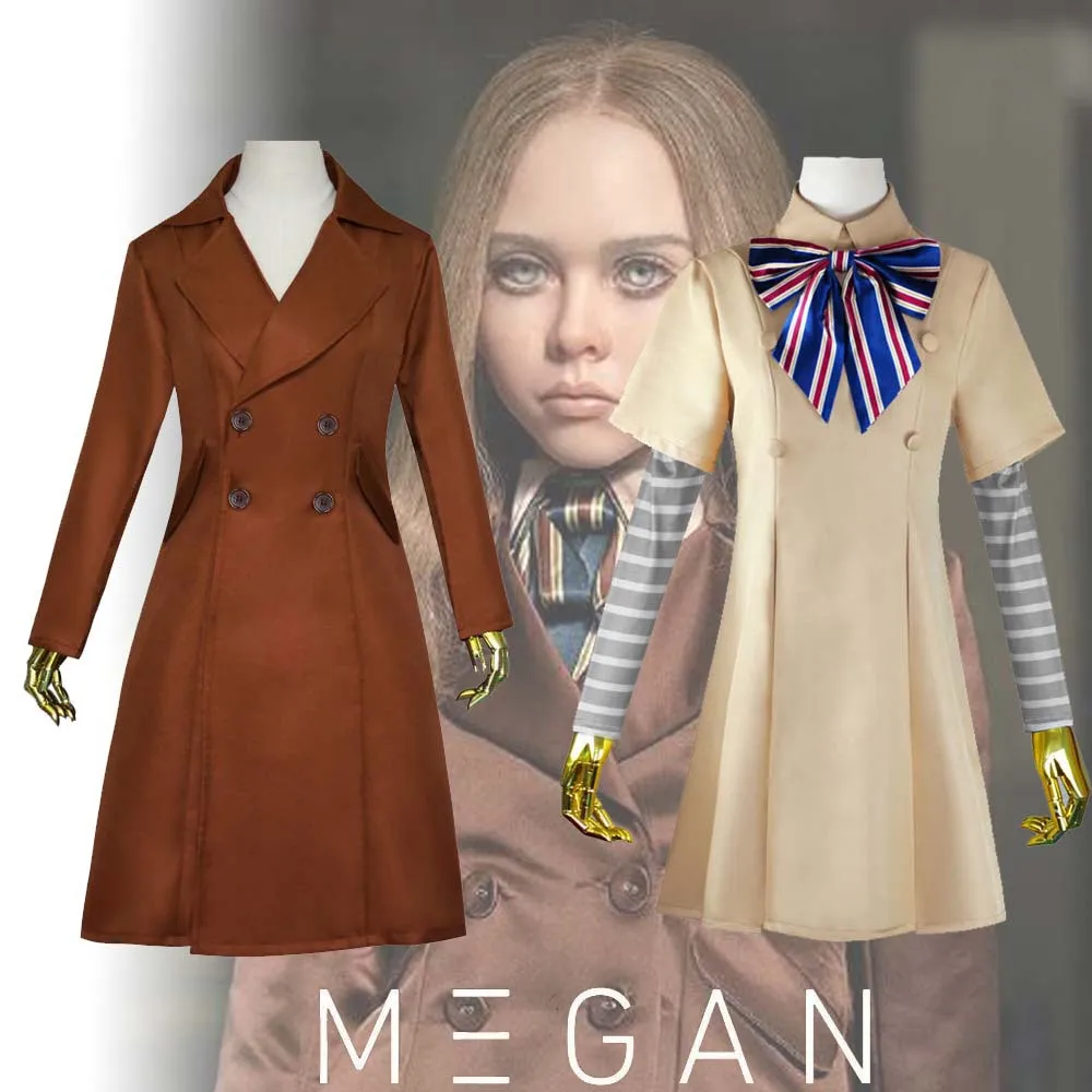 Megan JK ชุดตุ๊กตา AI หุ่นยนต์ Uniform Coat M3GAN ทั้งชุด Cos TV M3GAN ชุดคอสเพลย์ผู้หญิง Wigs หมวกชุดสำหรับหญิงผู้ใหญ่คอสเพลย์