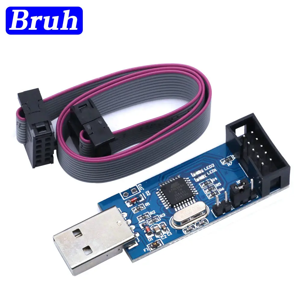 USBASP usbisp AVR programmer USB ATmega8 ATmega128 attiny/can/pwm ISP USB ASP DIY + 10PIN to 6pin adapter board supports win7 64