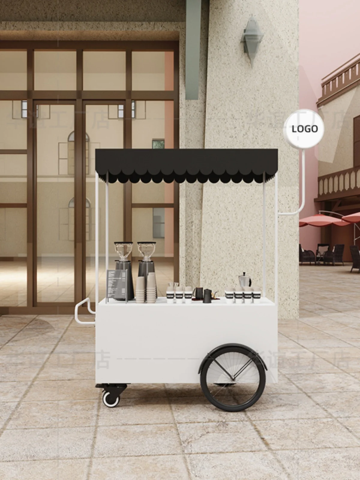 Stall trolley hand push commercial promotional cart display stand stall trolley float multi-functional mobile coffee cart