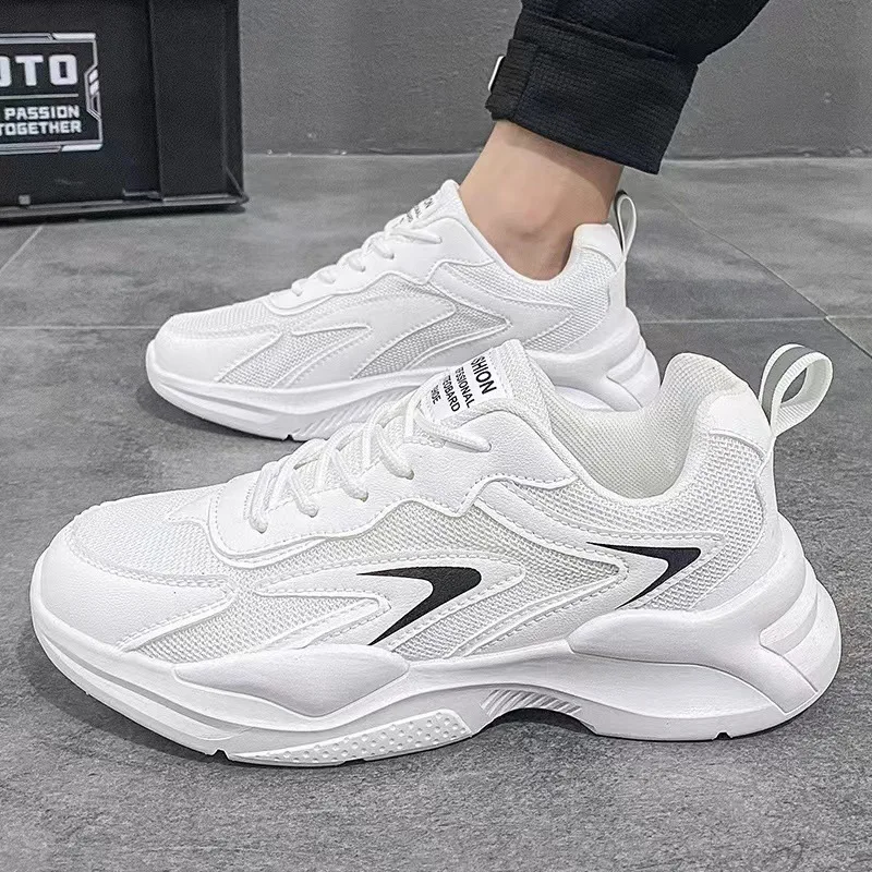 Men Sneakers 2023 Spring New Mesh Breathable Running Sport Shoes Light Soft Thick Sole Hole Man Casual Shoes Athletic Sneakers