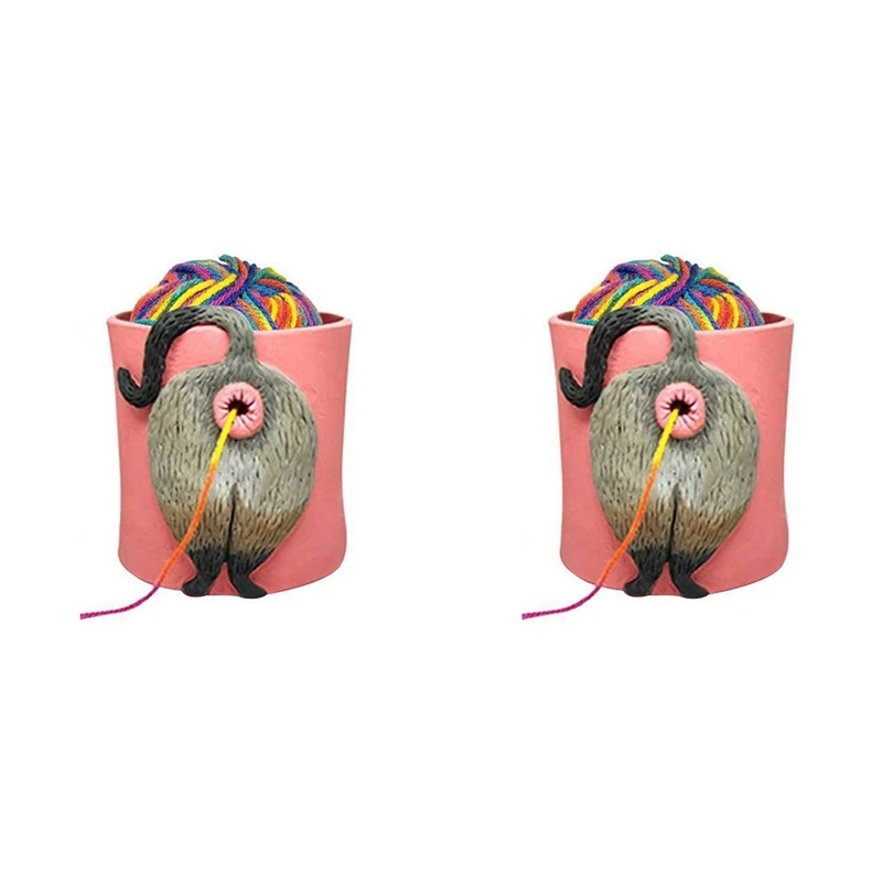

2X миска для кошачьей пряжи, произведение искусства с отверстием, пряжа, вязаная крючком, корзина для вязания, держатель для пряжи, диспенсер для рабочего стола, спальни C