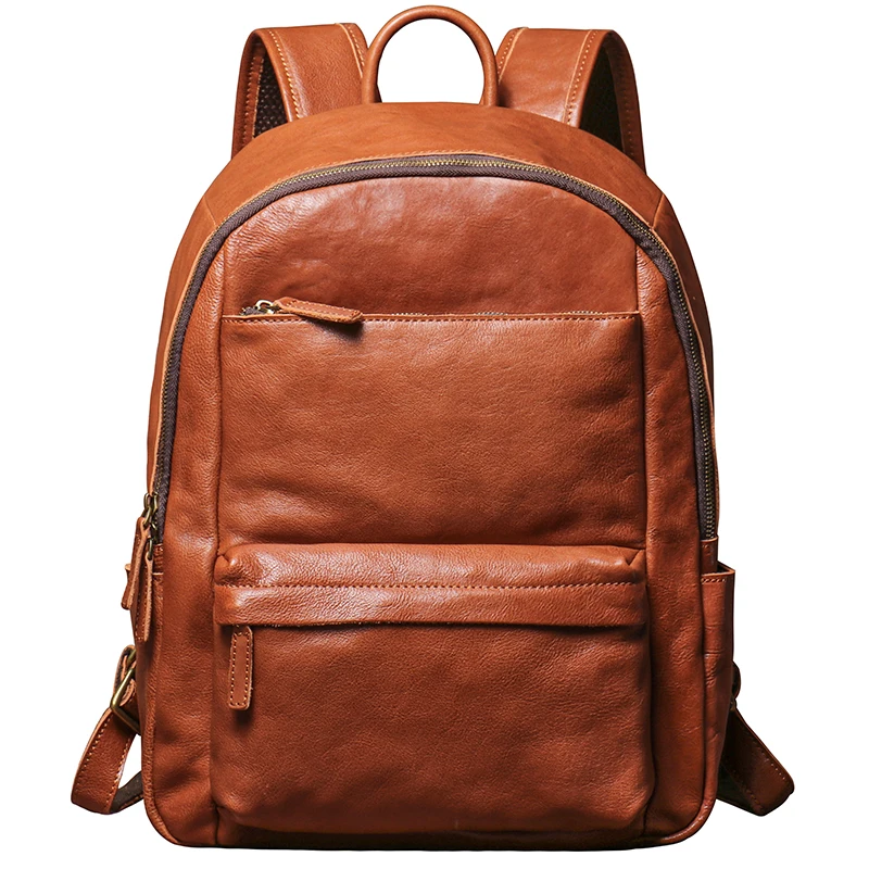 Mochila De Cuero genuino suave para hombre, bolsa de viaje para ir al trabajo, mochilas para ordenador de 14-15 pulgadas, mochila escolar informal de gran capacidad, novedad de 2024