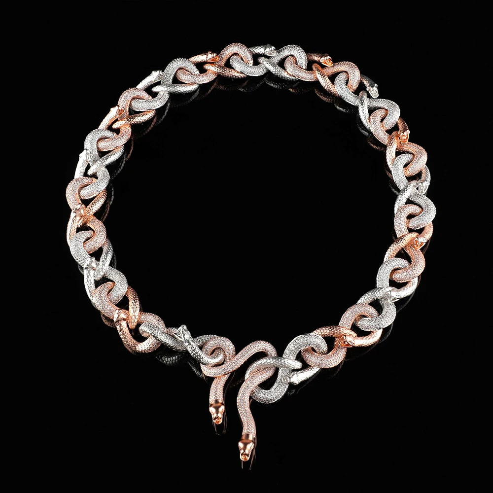 21mm Serpentine Cuban Chain 5A Zircon Cuban Necklace For Men Iced Out Chain Hip Hop Jewelry Copper Free Shipping