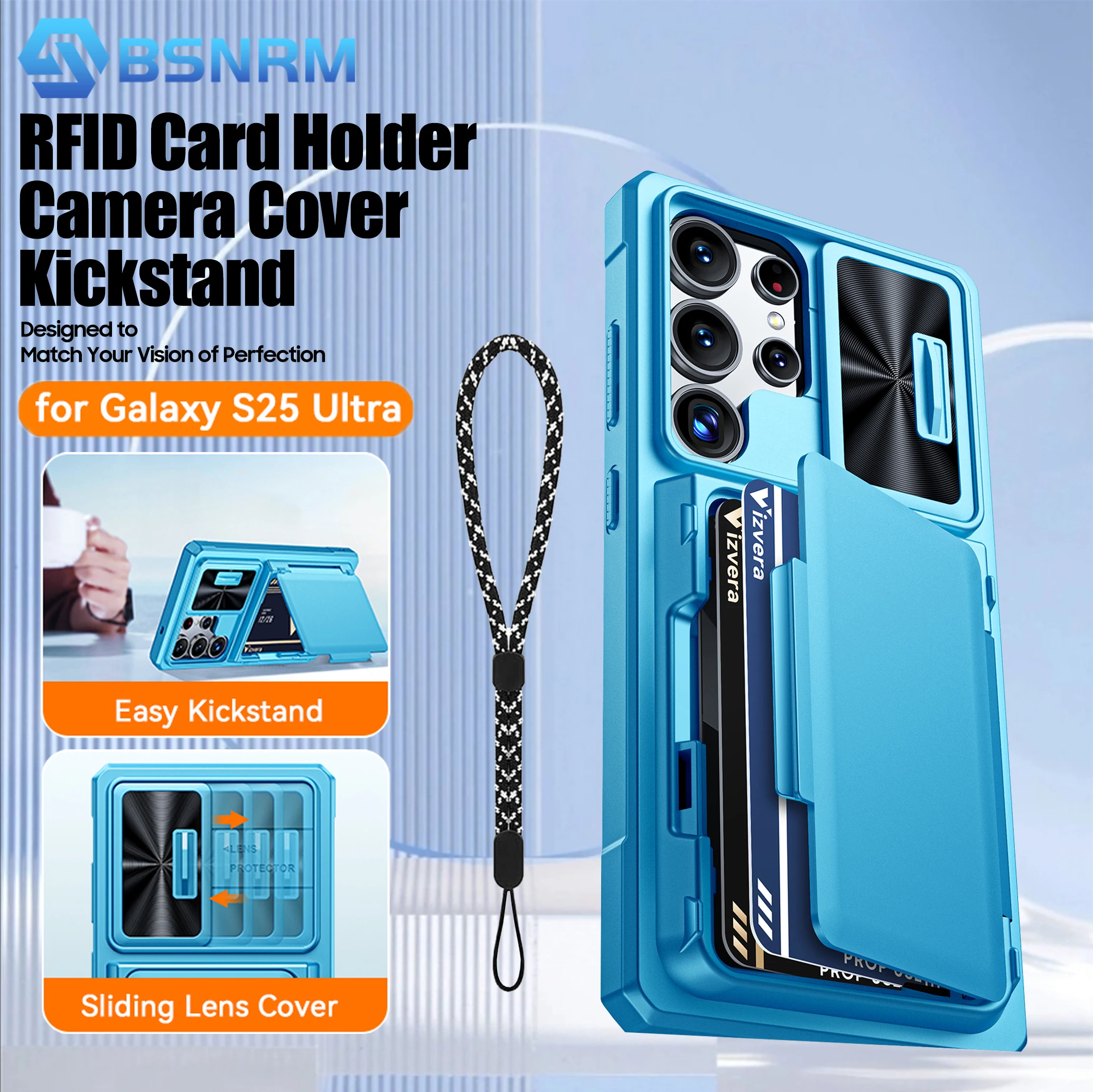 

Чехол-кошелек для Samsung Galaxy S25 Ultra — защитный чехол для всего тела с держателем для карт (4 карты), чехол для камеры и подставка для женщин и мужчин