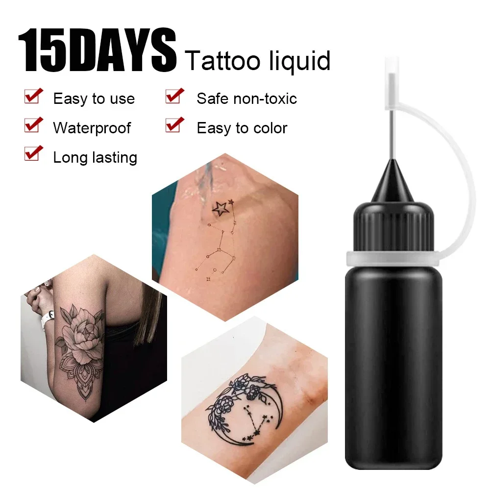 Temporary Tattoo 10ml Liquid Tattoo Ink Black Red Brown Blue for Temporary Tattoo Sticker Body DIY Pigment Professional Tool