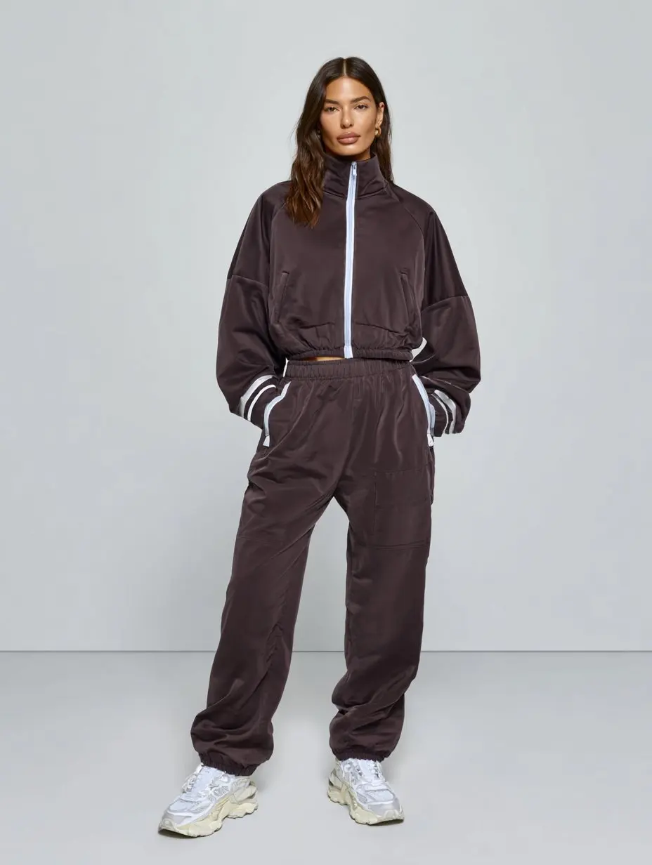 

Mia Muse Select Autumn Sets 2025 Women's Patchwork Long Sleeve Stand Collar Zipper Jackets Elastic Waist Pants Daily Sets