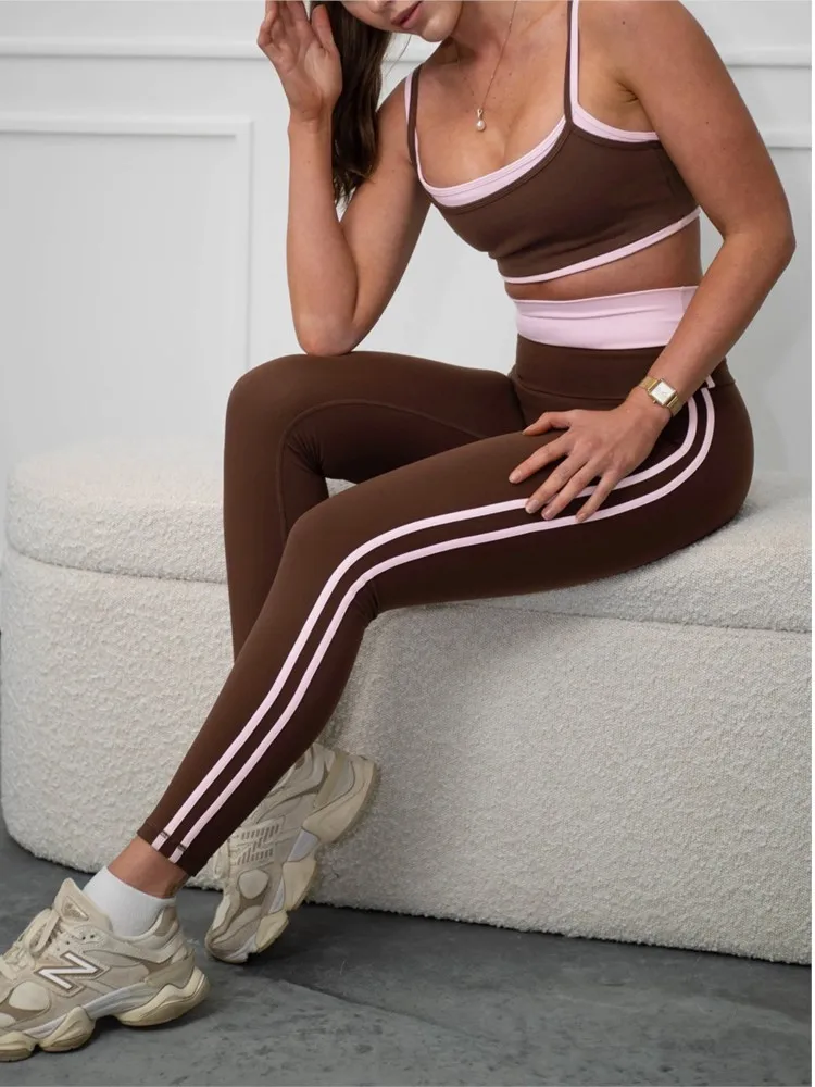 2 Piece Sets Women Quick-Dry Sports Set U-Neck Sleeveless Top Pants Running Fitness Workout Athletic Wear Tracksuit Sportswear