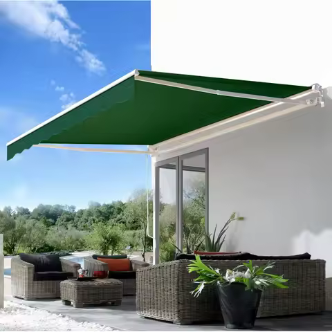 Patio Awning Retractable Awning Sun Shade Awning Cover Outdoor Patio Canopy Sunsetter Deck Awnings with Manual Crank Handle
