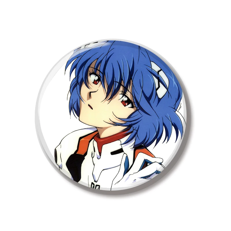 44MM Rei Asuka Anime Pin Soft Button Pin Jewelry Creative Badge Cartoon Brooch Lapel Pin Canvas Bag Backpack Decoration