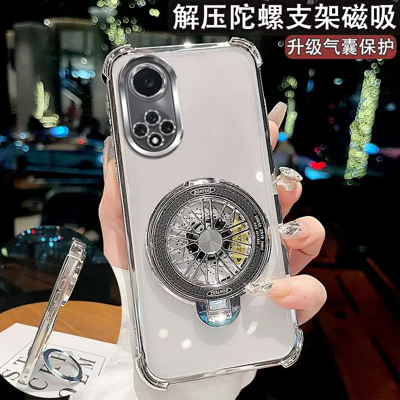 Glitter Shockproof Plating Gyro Bracket phone holder Case on For Honor 50 Huawei Nova 9 back Stand Cover Android Phone Case - náhled 5