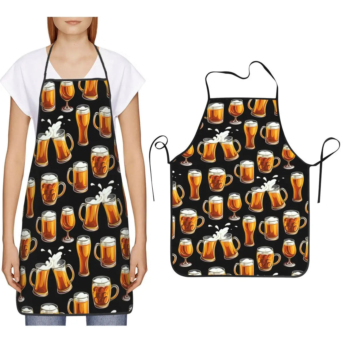 Caneca de cerveja para beber padrão lager pilsner aventais de vidro chef cozinha tablier babador limpeza de cozinha pinafore para mulheres homens