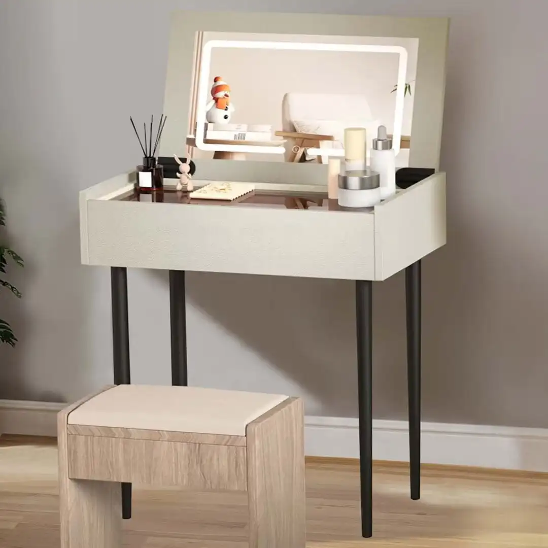 

Vanity Table with Mirror,Makeup Vanity Desk,3 Lights Modes,Bedroom Dressing Table for Daughter Wife Girlfriend