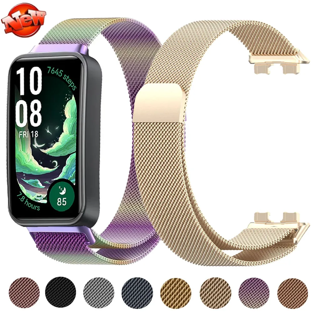 Metall-Magnetarmband für Huawei Band 10 9, Milanaise-Armband, atmungsaktives Ersatzarmband für Huawei Band 9 Band 8 Uhrenarmband