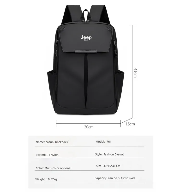 JEEP BULUO Brand Men Backpacks Black Fashion Knapsacking Packsack Casual Travel Unisex School Bag Laptop Pack Waterproof