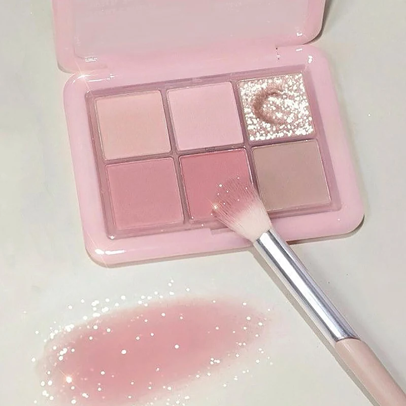 Paleta de sombra de ojos con purpurina transparente, color rosa, brillo mate, naranja, marrón, brillante, sombra de ojos de 4 colores, paleta de maquillaje para chica, cosmético duradero