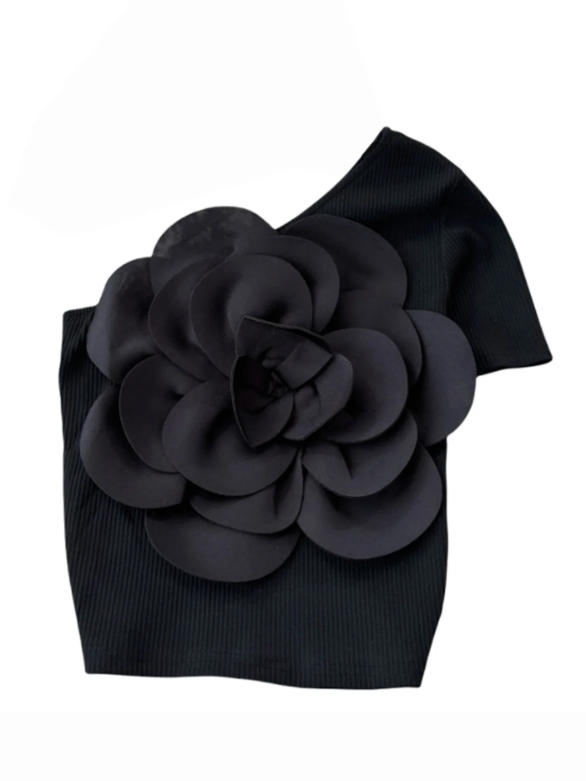 

Chic oulder Single Off-oulder Slim Fit Summer Top Korean Sle Commute Creative Pattern ort Sve Front Zipper