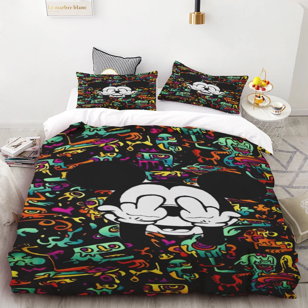 

Комплект постельного белья Potdemiel с Микки и Минни Маусами для детей и взрослых: односпальный, двуспальный, королевский размер, простыня, пододеяльник, наволочка, теплые подарки для кровати