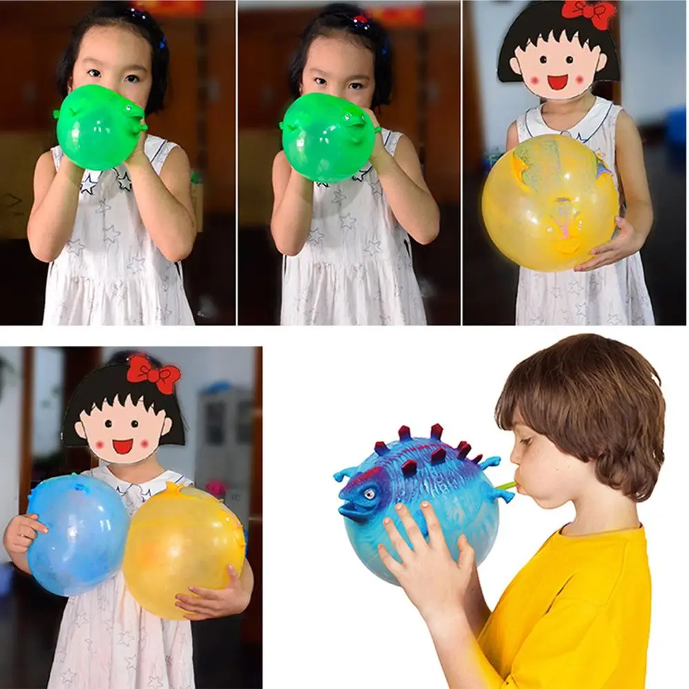 Children Kids Toy Children Funny Blowing Animals Toys Dinosaur Anxiety Stress Relief Inflatable Balloon Squeeze Ball