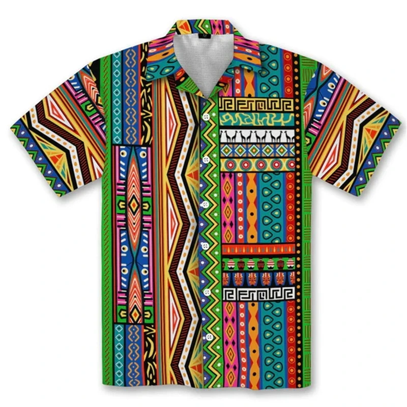 Harajuku Mens African Clothing Historical Hero 3d Men Shirts Pattern Casual Lapel Short Sleeve Tops Summer Blouse Shirt Clothing