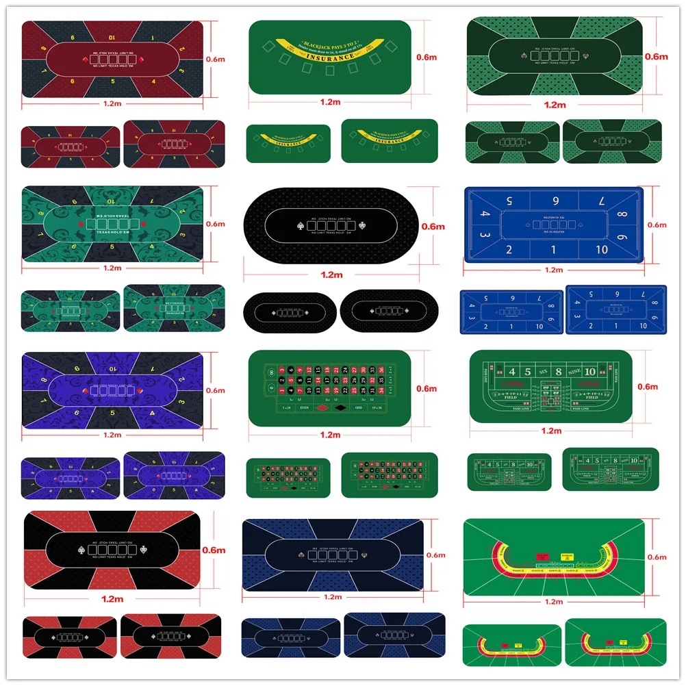 

120x60cm Thick Texas Poker Mat Rubber Tablecloth Nonslip Game Layout Mat Tabletop Holdem Mats For Home Entertainment