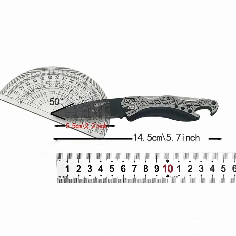 EDC camping folding knife, round head stainless steel, fishing accessories, easy to carry, outdoor, meat cutting, BBQ, self-defe