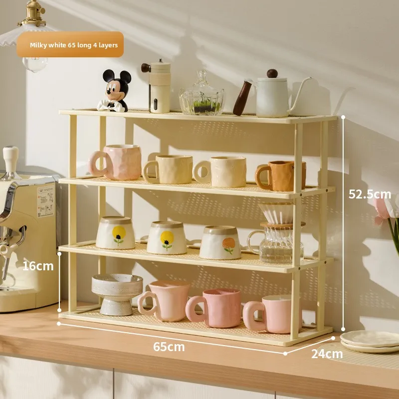 

Rack Imitation rattan woven cup holder Double-layer desktop sundries Water cup storage rack Dormitory kitchen finishing rack