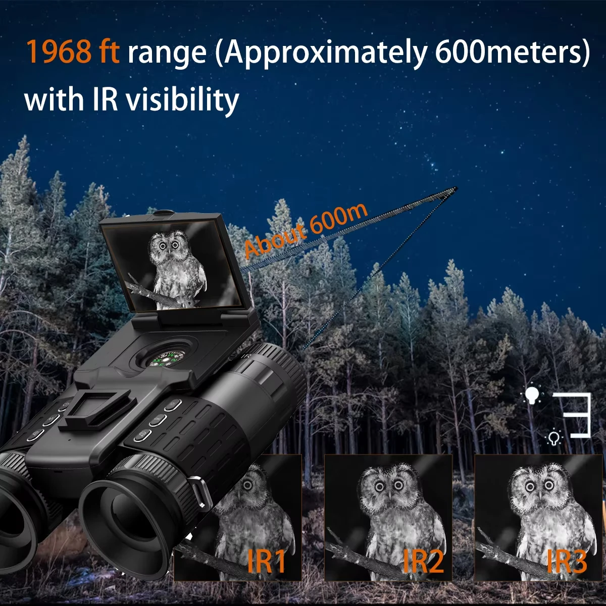 

Новый цифровой бинокль 1080P, крепящийся на голову, ночное видение, дальняя охота с экраном, HD-видеокамера, бинокль