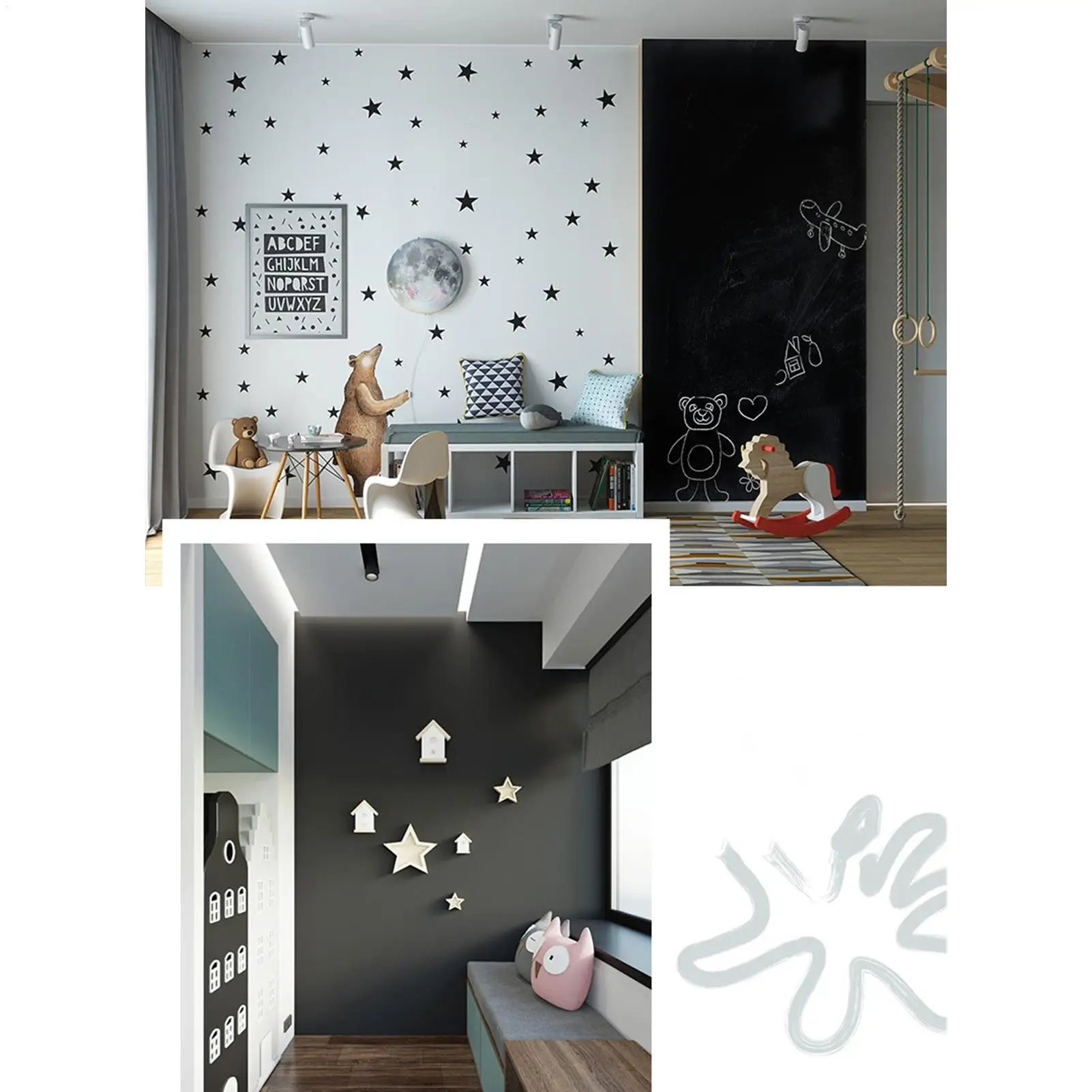 ملصق حائط على شكل سبورة السبورة قابل للتقشير واللصق، ملصق لوح أسود قابل للإزالة وقابل للمسح لفن الرسم