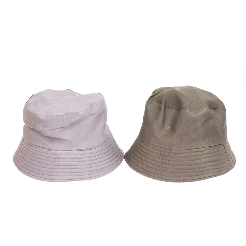 Reversible Dacron Bucket Hat Two Side Wear Unisex Simple Cap Men Women Panama Cap Beach Fishing Sunhat