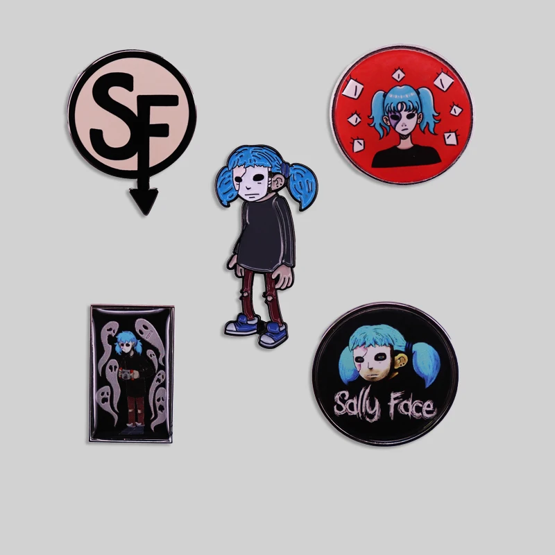 High Quality Horror Game  Enamel Pin Indie Adventure Game Sally Face Badge Women's Brooch Lapel Pin Halloween Clothes Accessorie