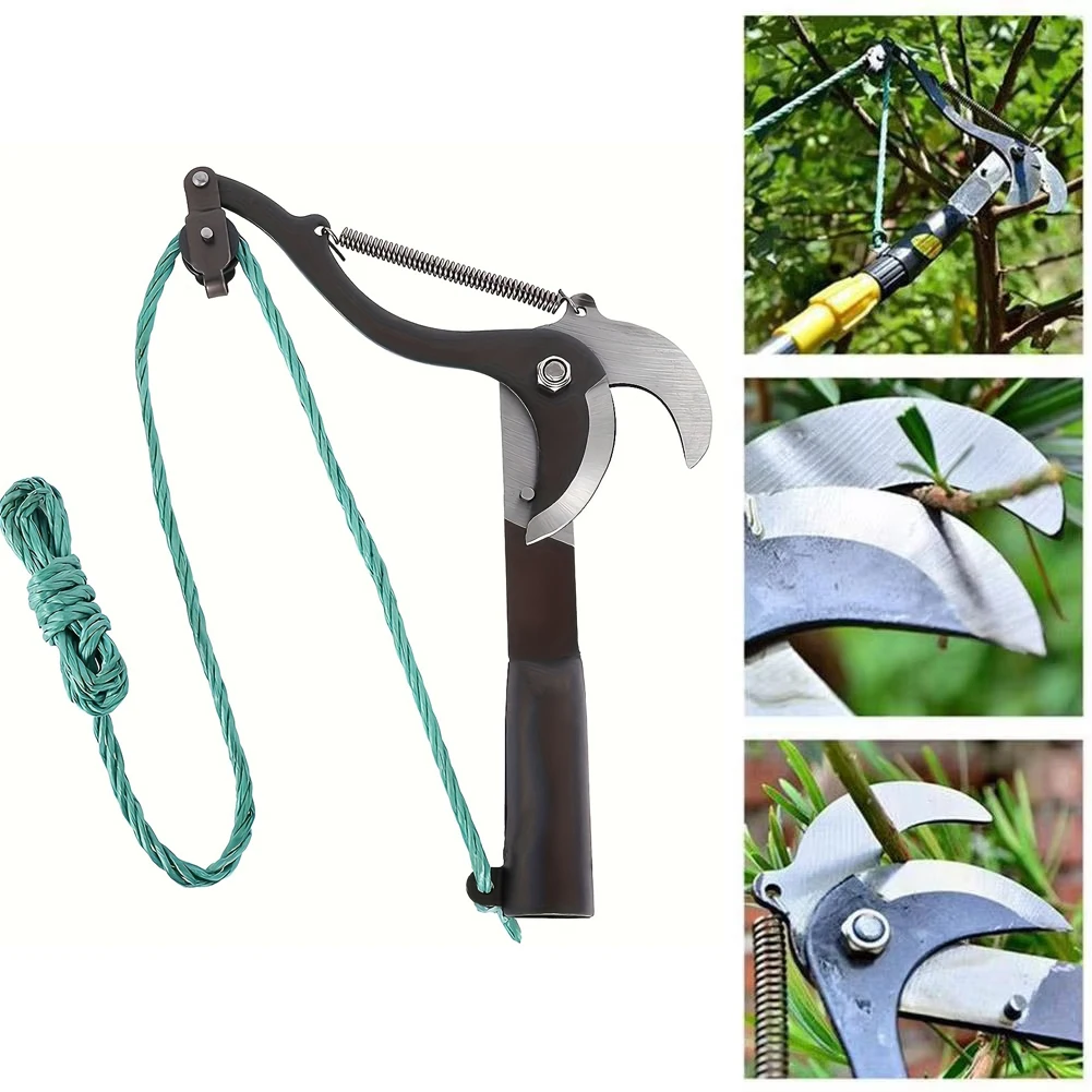 Hochleistungs-Astschere mit Seil, Kohlenstoffstahl-Seilzug, Astschneider für Garten- und Baumbeschnitt, Obstpflückeinsatz, Stange nicht enthalten